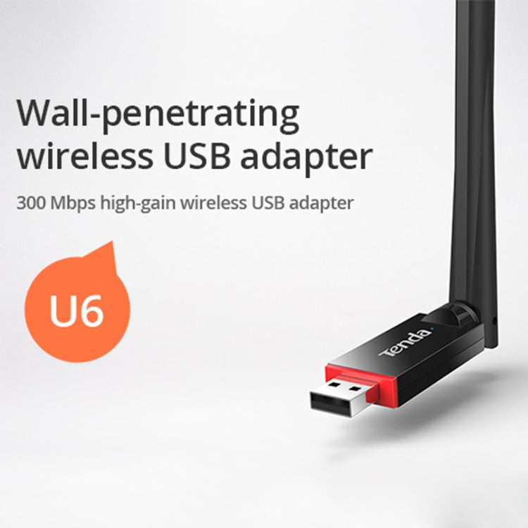 Tenda U6 Portable 300Mbps Wireless USB WiFi Adapter External Receiver Network Card with 6dBi External Antenna, U6 Tenda U6 Portable 300Mbps Wireless USB WiFi Adapter External Receiver Network Card with 6dBi External Antenna, U6